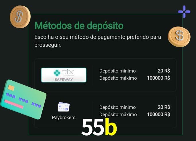 O cassino 55b oferece uma grande variedade de métodos de pagamento